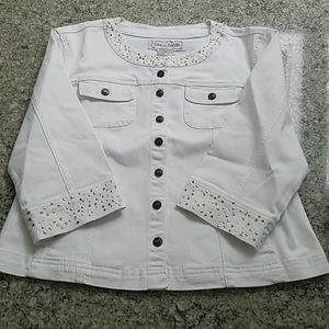 Live A Little Large White Demin Pocketed Jacket